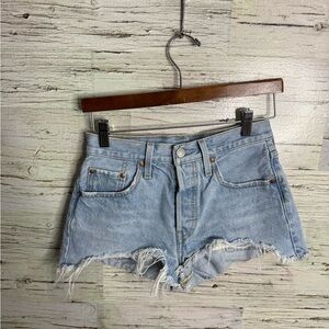Levi's Light Blue Jean Shorts 501 size 25 cut off